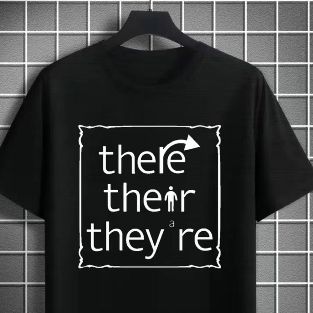 Mens Casual "There" Mid Stretch Crew Neck Short Sleeve Tee, Black XXL